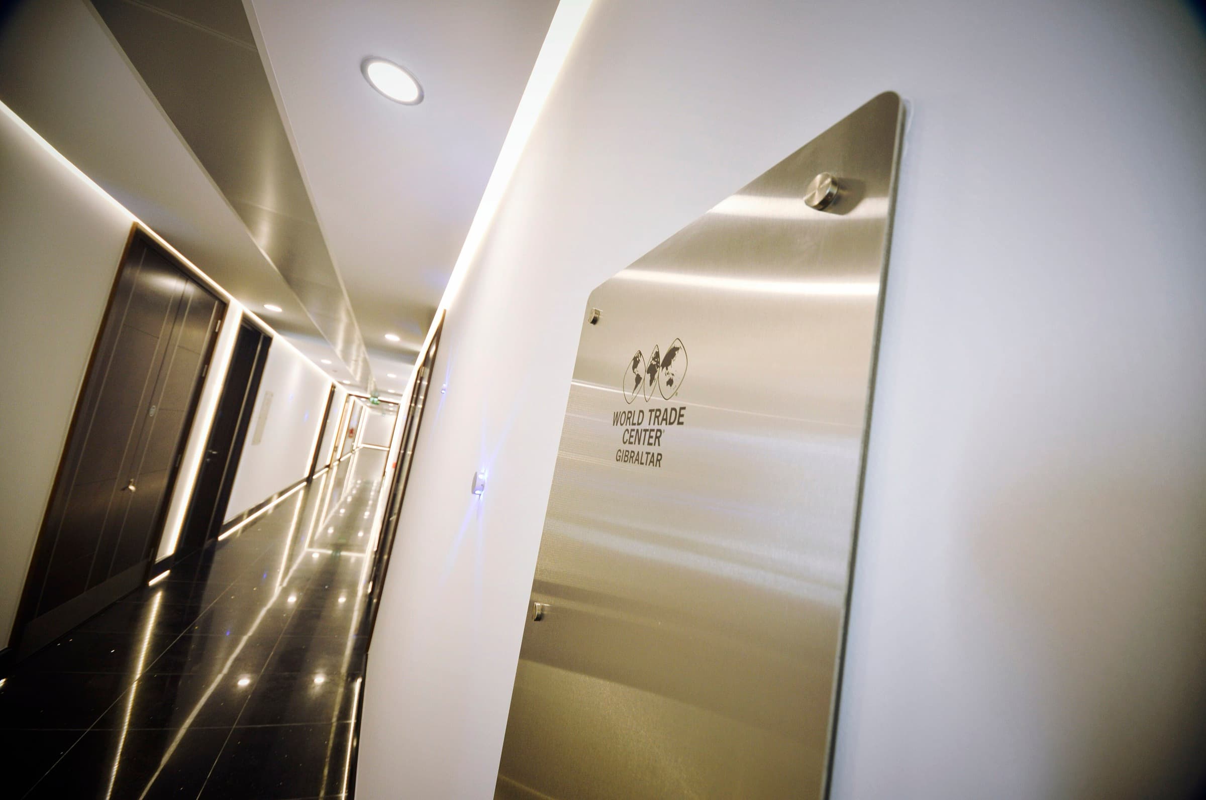 A corridor inside the World Trade Center Gibraltar